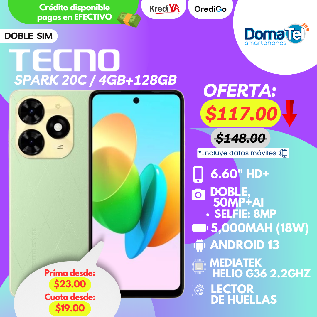 Tecno Spark 20C / 4GB RAM + 128GB ROM