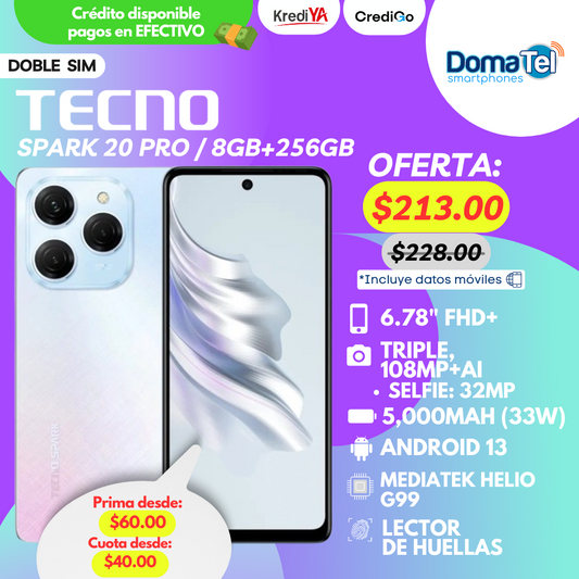 Tecno Spark 20 Pro / 8GB RAM + 256GB ROM